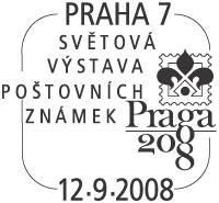 Razítko - „Světová výstava poštovních známek PRAGA 2008“ 