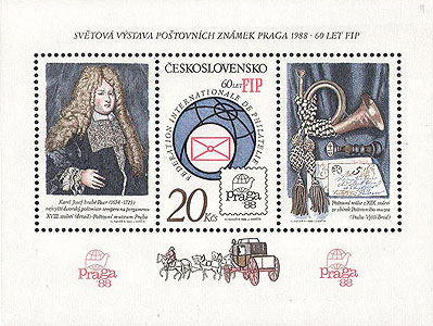 Picture of Block of stamps for the PRAGA 1988 World Stamp Exhibition and 60th Anniversary of FIP 