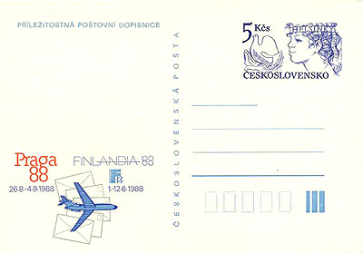 Picture of Commemorative postal stationery for the exhibitions Finlandia 1988 and PRAGA 1988